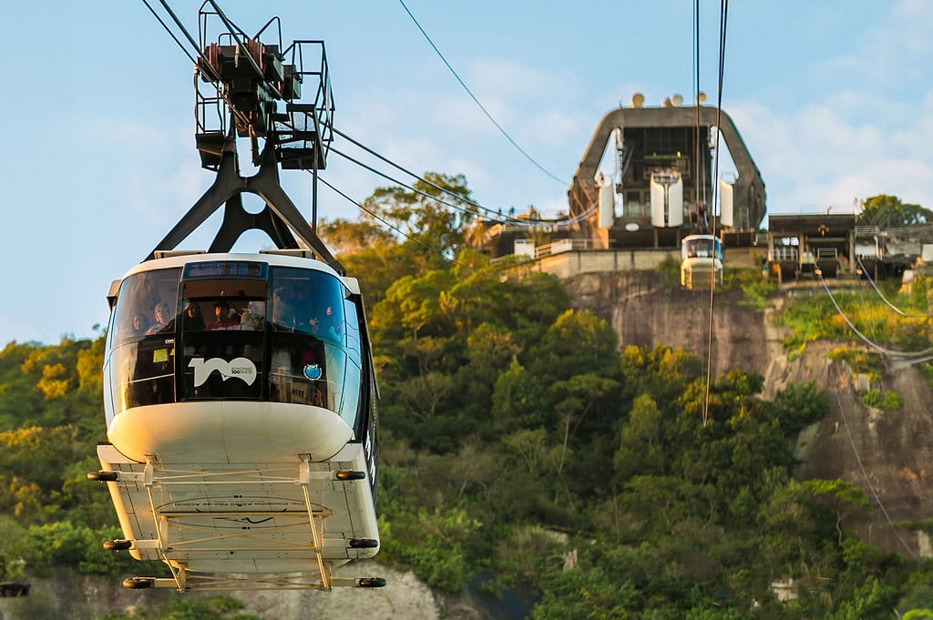 Transporte aéreo y teleférico en ciudad con vista panorámica, innovación en soluciones de movilidad, tecnología avanzada, sostenibilidad y eficiencia para optimizar el transporte urbano y turístico en Soluciones AIT.